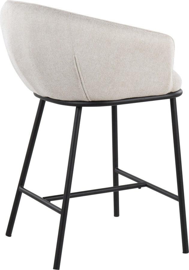 Lumisource Barstools - Ashland Counter Stool In Black Steel & Cream Fabric (Set of 2)