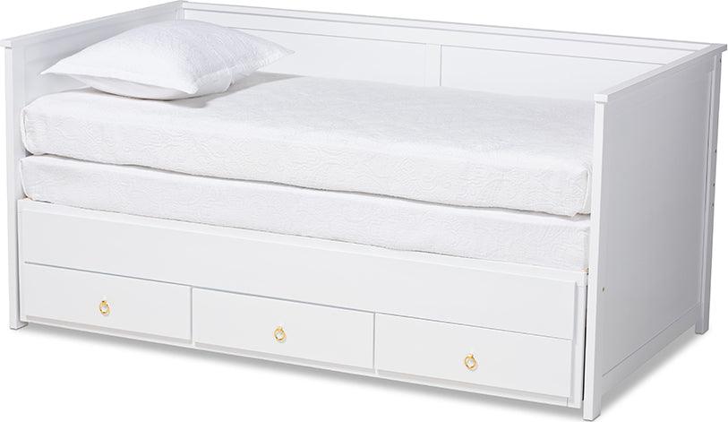 Wholesale Interiors Daybeds - Thomas White Finished Wood Expandable Twin Size To King Size Daybed With Storage Drawers