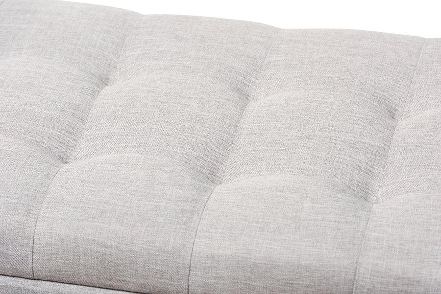 Wholesale Interiors Benches - Roanoke Grayish Beige Fabric Upholstered Grid-Tufting Storage Ottoman Bench