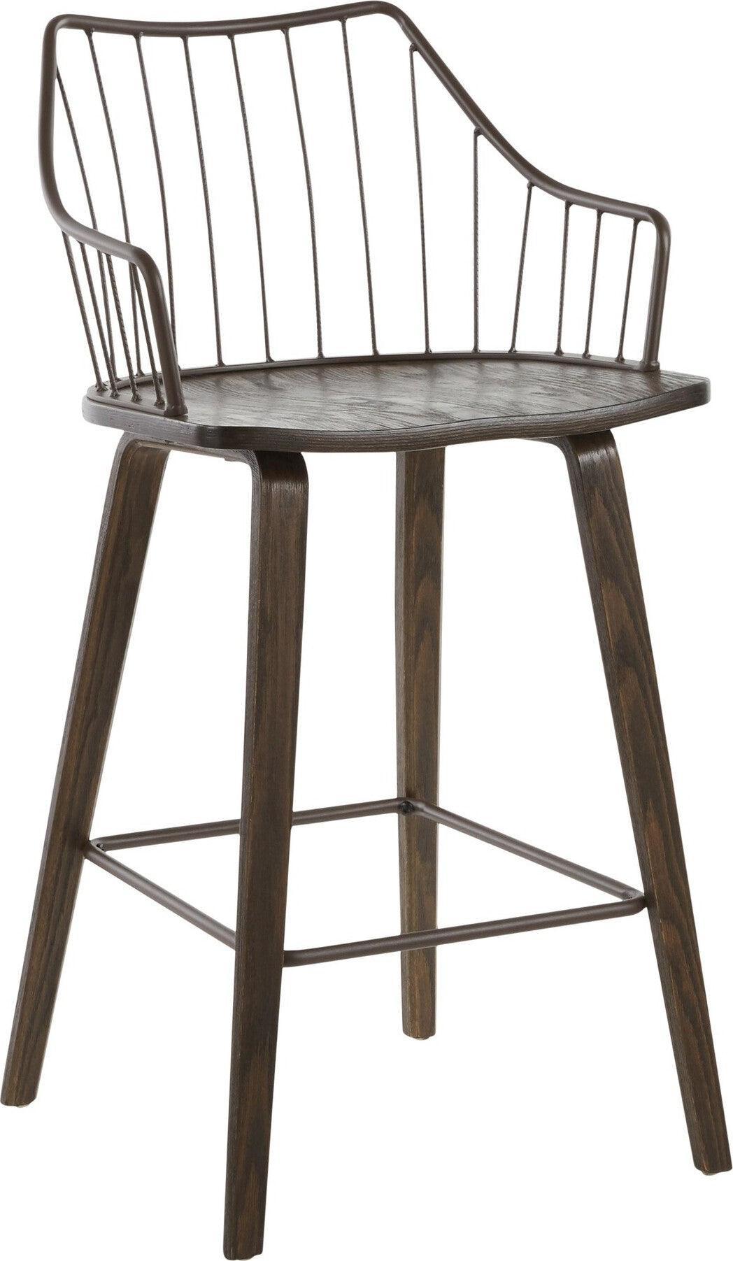 Lumisource Barstools - Winston Counter Stool Dark Walnut & Brown