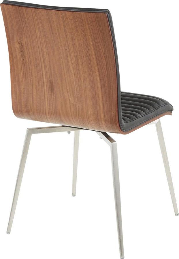 Lumisource Dining Chairs - Mason Dining Chair with Swivel in Stainless Steel, Walnut & Black-Set of 2