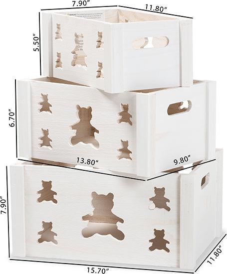 Wholesale Interiors Storage & Boxes - Sagen Modern and Contemporary White Finished Wood 3-Piece Storage Crate Set