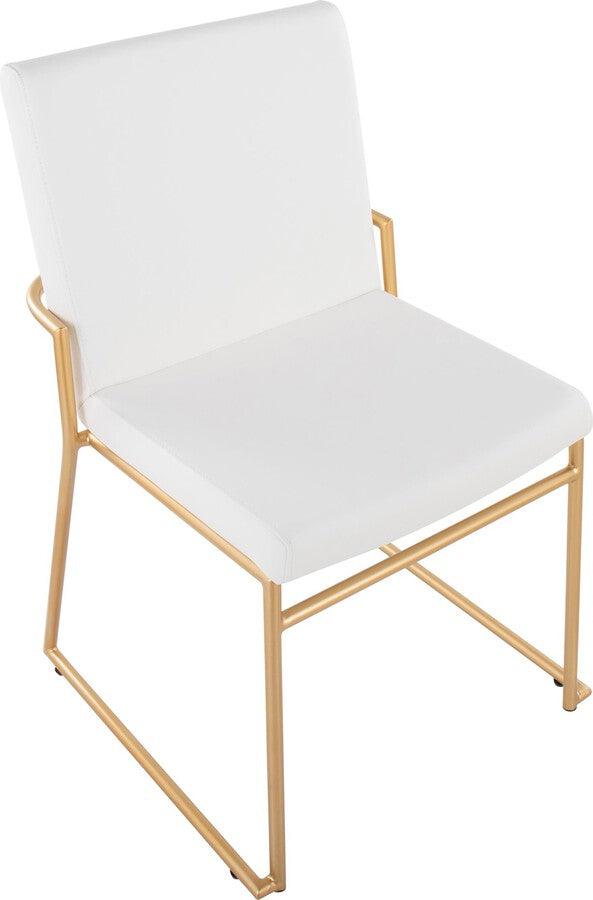 Lumisource Dining Chairs - Dutchess Contemporary Dining Chair In Gold Steel & White Faux Leather (Set of 2)