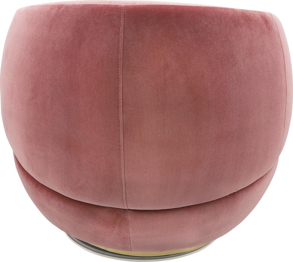 Sagebrook Home Accent Chairs - Velveteen Swivel Chair With Gold Base, Pink