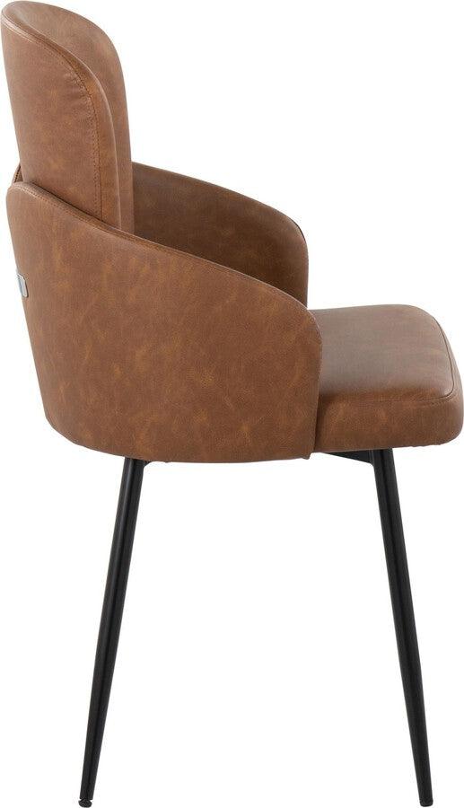 Lumisource Dining Chairs - Dahlia Contemporary Dining Chair In Black Metal & Camel Faux Leather With Chrome Accent (Set of 2)
