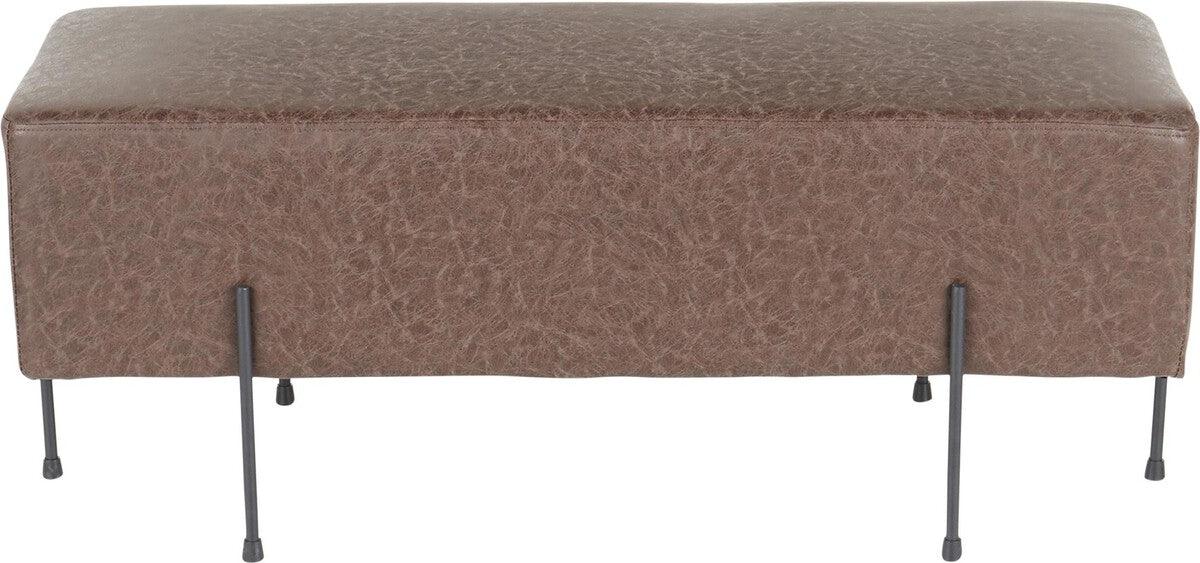 Lumisource Benches - Daniella Contemporary Bench in Black Metal and Espresso Faux Leather