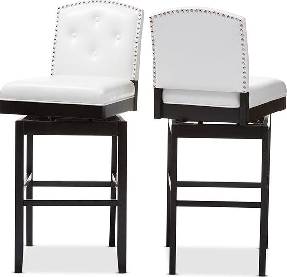 Wholesale Interiors Barstools - Ginaro Contemporary White Faux Leather Upholstered Swivel Bar Stool (Set of 2)