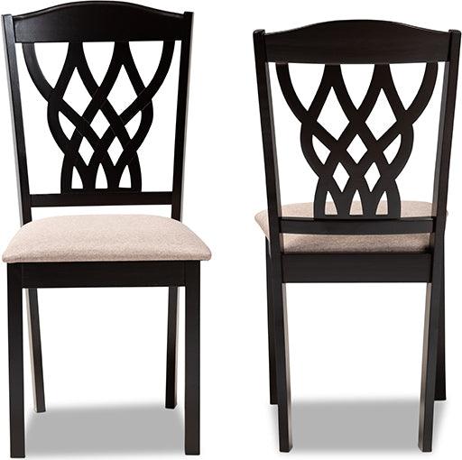Wholesale Interiors Dining Chairs - Delilah Sand Fabric Upholstered and Dark Brown Finished Wood 2-Piece Dining Chair Set
