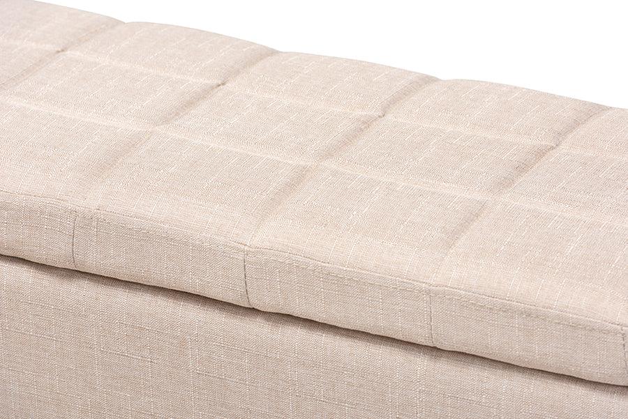 Wholesale Interiors Ottomans & Stools - Fera Modern And Contemporary Beige Fabric Upholstered Storage Ottoman
