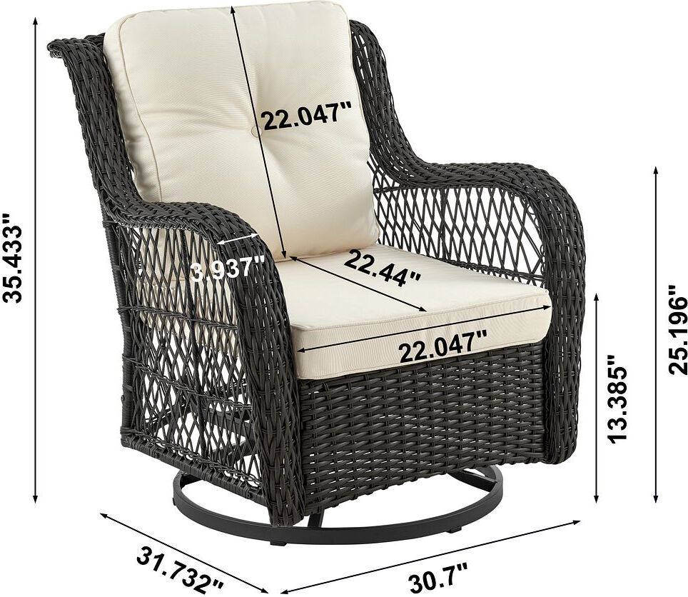 Manhattan Comfort Outdoor Conversation Sets - Fruttuo Patio 2- Person Seating Group with End Table with Cream Cushions