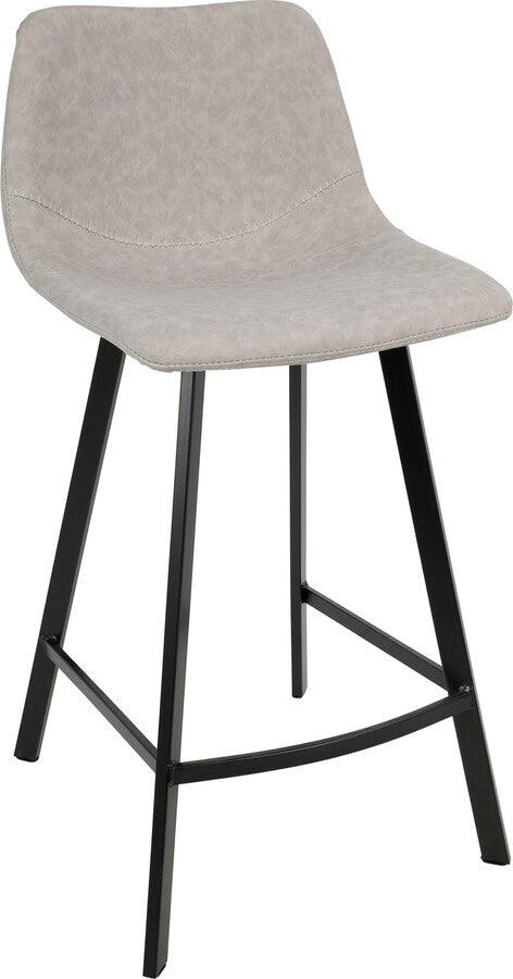 Lumisource Barstools - Outlaw Industrial Counter Stool in Black with Grey Faux Leather - Set of 2