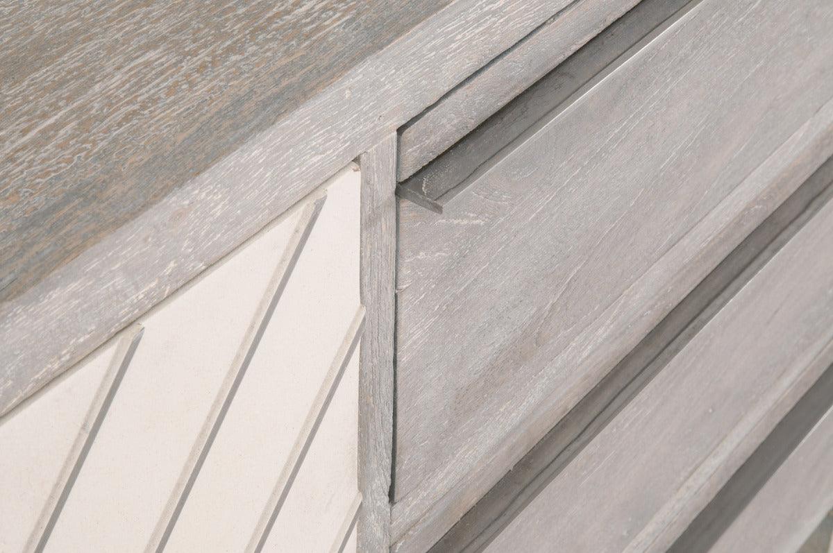 Essentials For Living TV & Media Units - Rocca Media Sideboard Light Brushed Gray Mango, White Concrete, Stainless Steel