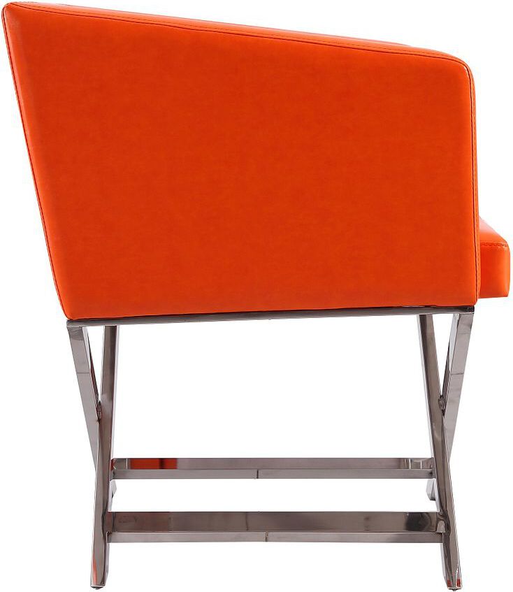 Manhattan Comfort Accent Chairs - Hollywood Orange and Polished Chrome Faux Leather Lounge Accent Chair (Set of 2)