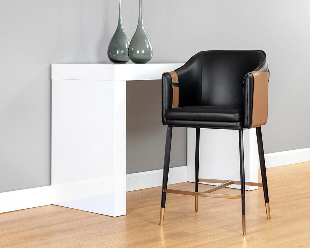 SUNPAN Barstools - Carter Counter Stool - Napa Black / Napa Cognac