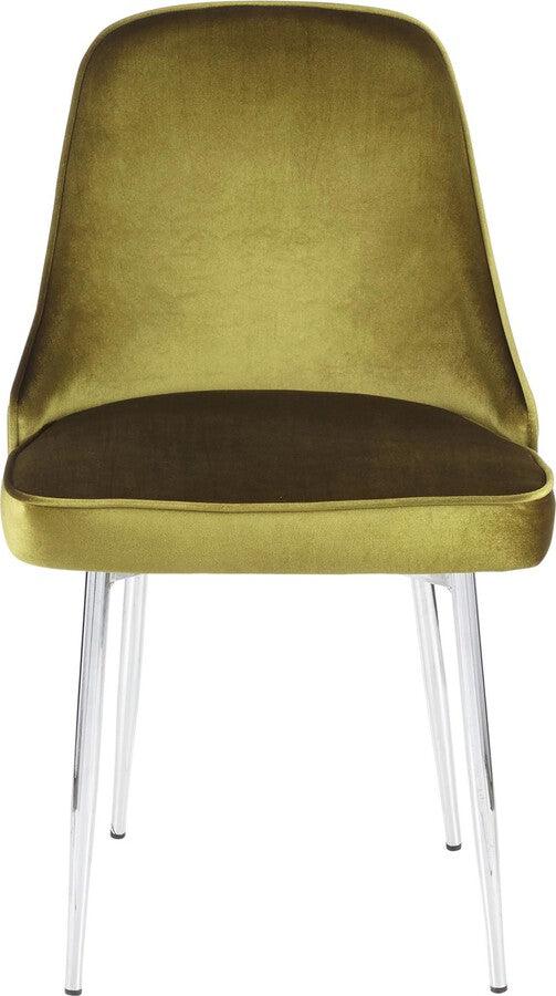 Lumisource Dining Chairs - Marcel Contemporary Dining Chair with Chrome Frame and Green Velvet Fabric - Set of 2
