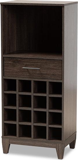 Wholesale Interiors Bar Units & Wine Cabinets - Trenton Dark Brown Finished Wood 1-Drawer Wine Storage Cabinet