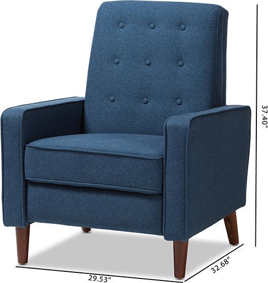 Wholesale Interiors Accent Chairs - Mathias Mid-century Modern Blue Fabric Upholstered Lounge Chair