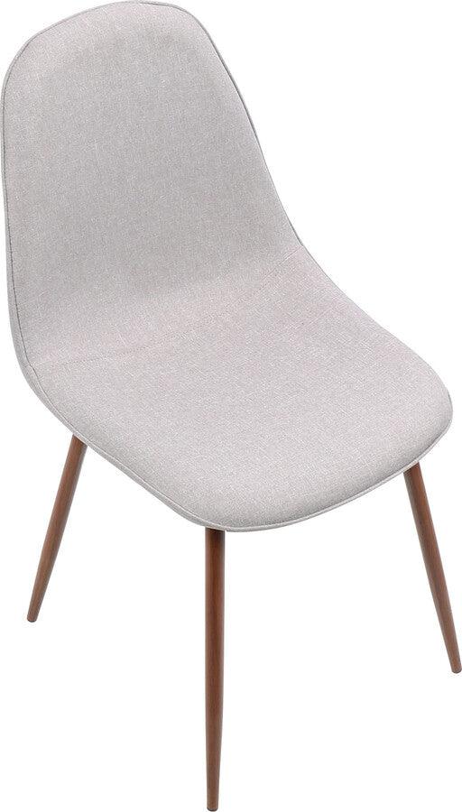 Lumisource Dining Chairs - Pebble Mid-Century Modern Dining/Accent Chair in Walnut and Grey Fabric - Set of 3