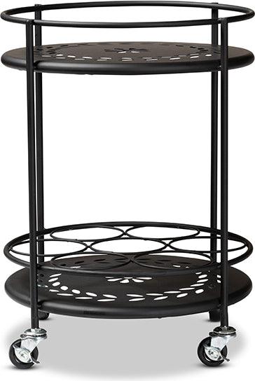 Wholesale Interiors Kitchen & Bar Carts - Dallan Modern Industrial Black Metal 2-Tier Kitchen Cart