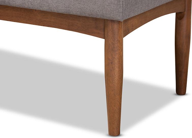 Wholesale Interiors Benches - Sanford Grey Fabric Upholstered and Walnut Brown Finished Wood Dining Bench