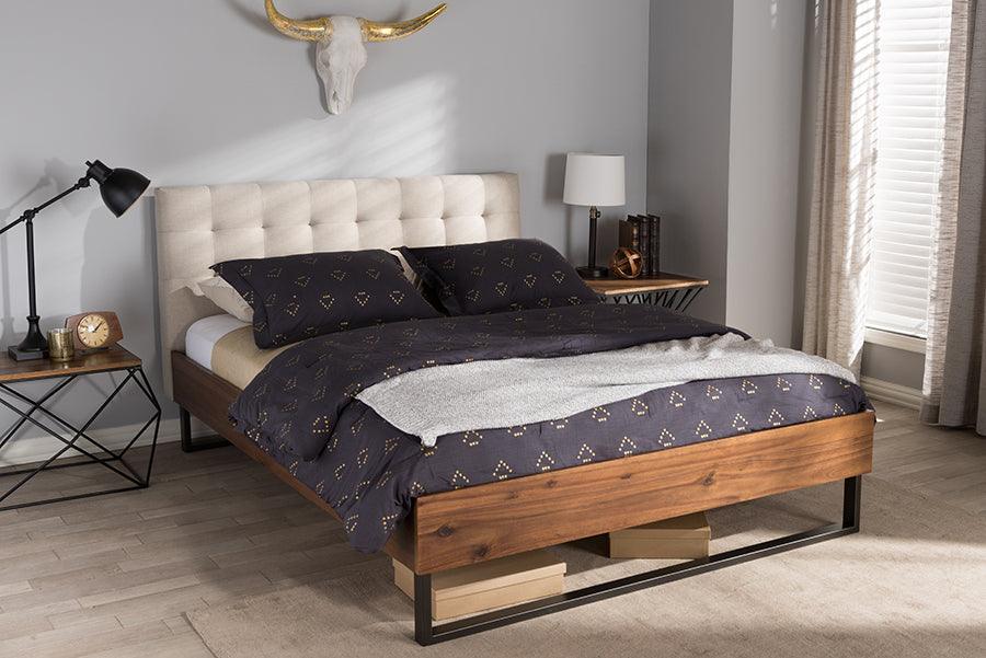 Wholesale Interiors Beds - Mitchell King Bed Light Beige/Walnut Brown