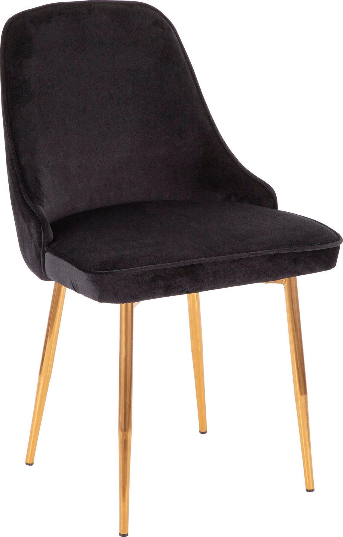 Lumisource Dining Chairs - Marcel Contemporary Dining Chair with Gold Frame and Black Velvet Fabric (Set of 2)