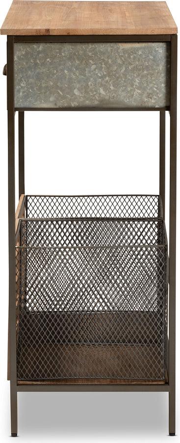 Wholesale Interiors Kitchen Storage & Organization - Abram Oak & Black Metal 2-Drawer Kitchen Storage Cabinet