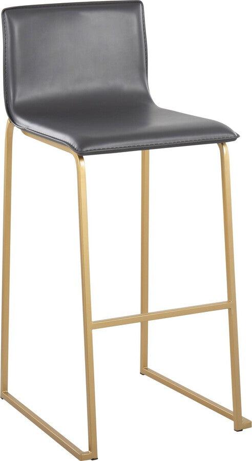 Lumisource Barstools - Mara Barstool In Gold Steel & Grey Faux Leather (Set of 2)