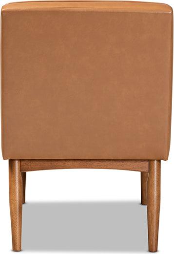 Wholesale Interiors Dining Chairs - Sanford Tan Faux Leather Upholstered and Walnut Brown Finished Wood Dining Chair