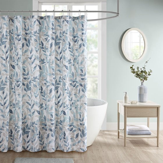 Olliix.com Shower Curtains - Botanical Printed Shower Curtain Blue