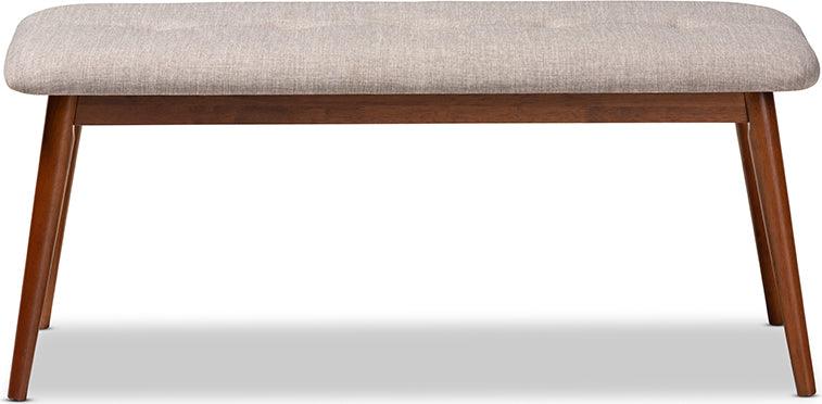 Wholesale Interiors Benches - Flora II Mid-Century Modern Grey Fabric Upholstered Oak Finished Wood Dining Bench