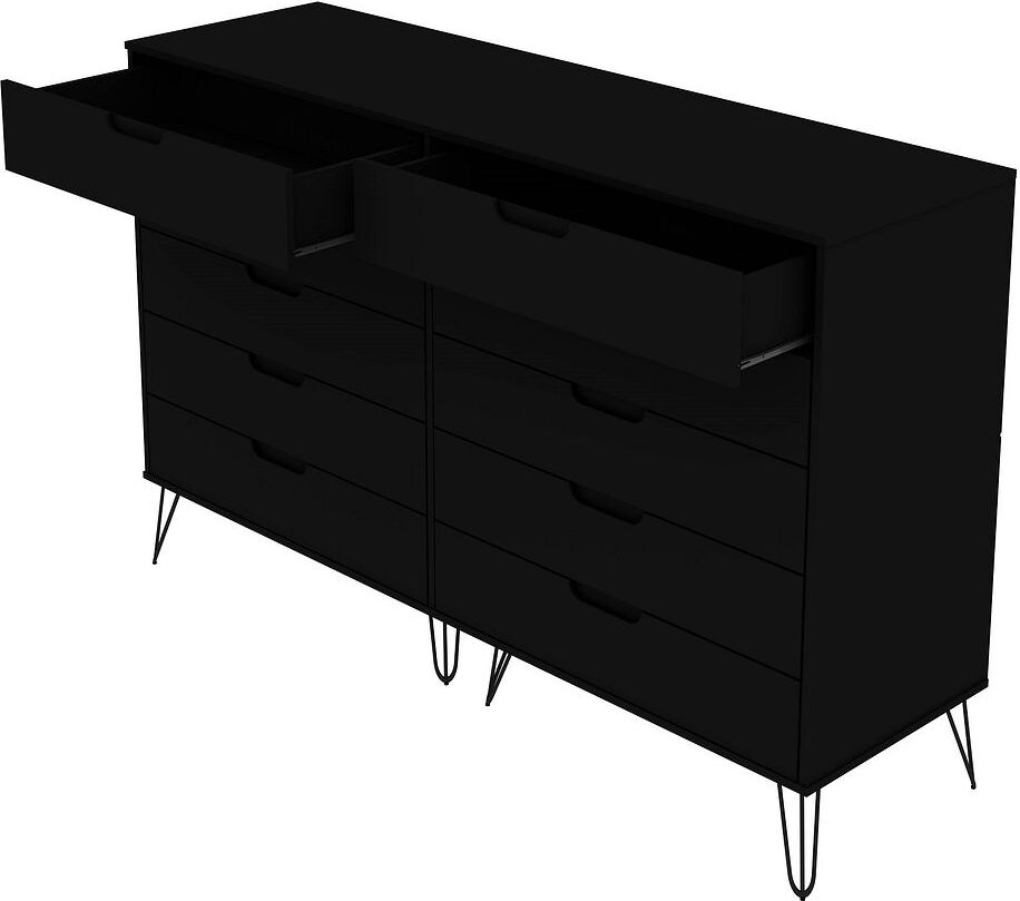 Manhattan Comfort Dressers - Rockefeller 10-Drawer Double Tall Dresser with Metal Legs in Black