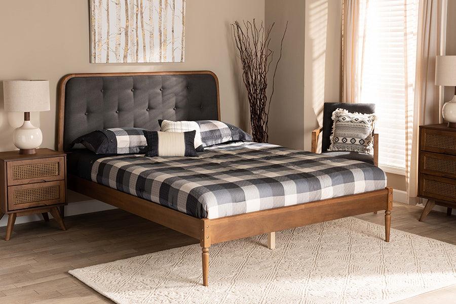 Wholesale Interiors Beds - Diantha King Size Platform Bed Dark Gray & walnut