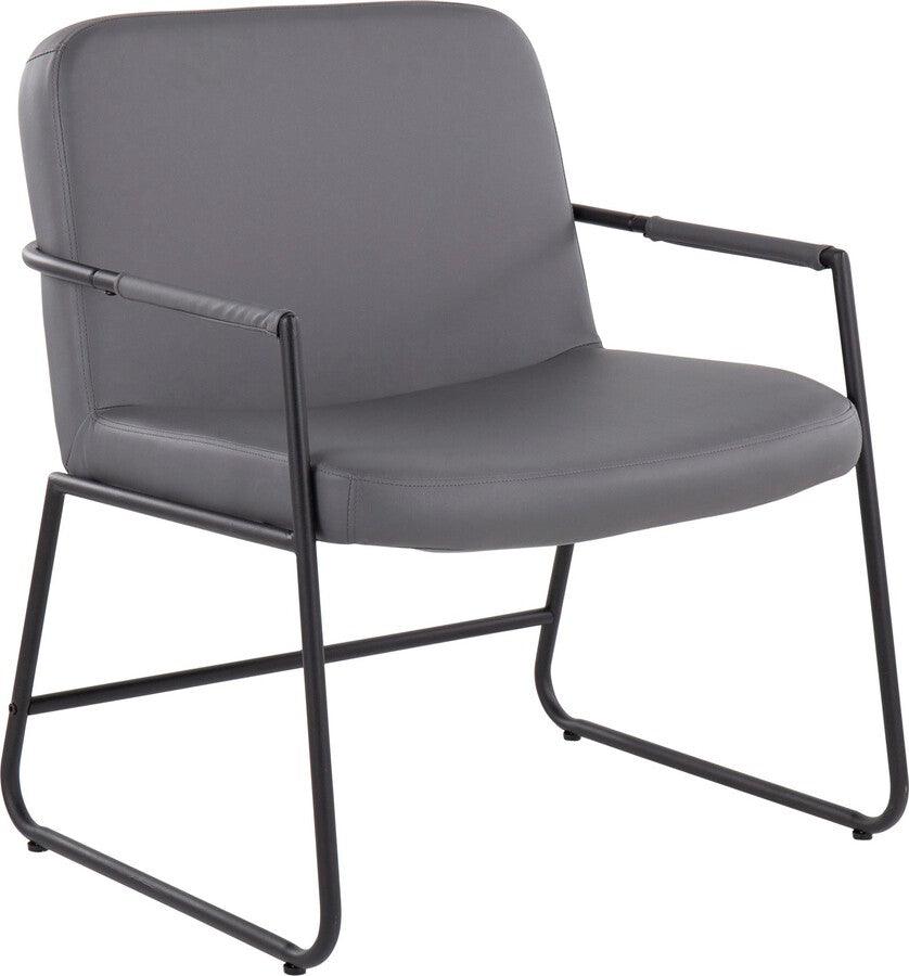 Lumisource Accent Chairs - Duke Contemporary Accent Chair In Black Steel & Grey Faux Leather