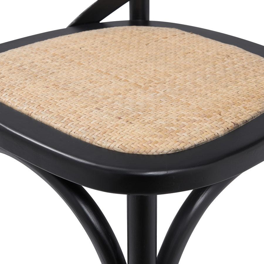 Euro Style Dining Chairs - Neyo Side Chair in Black with Natural Rattan Seat - Set of 2