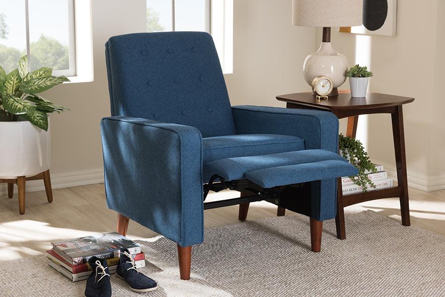 Wholesale Interiors Accent Chairs - Mathias Mid-century Modern Blue Fabric Upholstered Lounge Chair