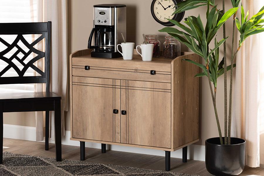 Wholesale Interiors Buffets & Sideboards - Patterson Modern and Contemporary Oak Brown Finished Wood 2-Door Kitchen Storage Cabinet