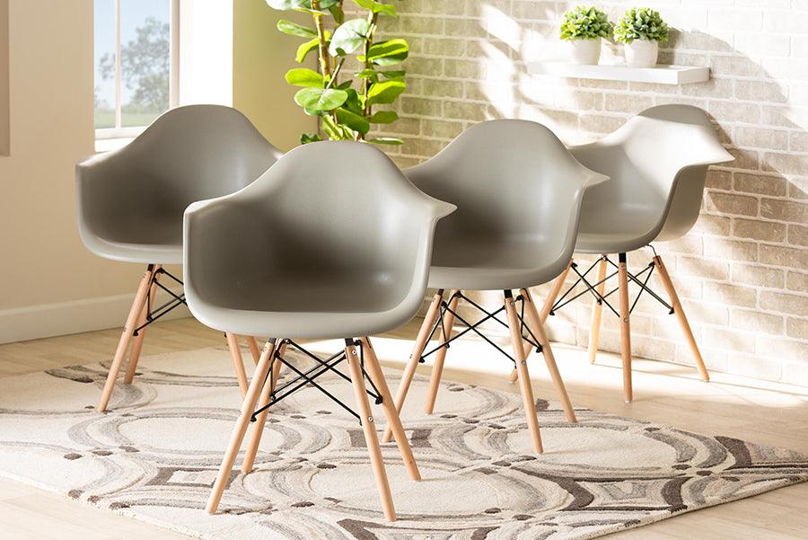 Wholesale Interiors Dining Chairs - Galen Modern Dining Chair Beige & Oak Brown & Black (Set of 4)