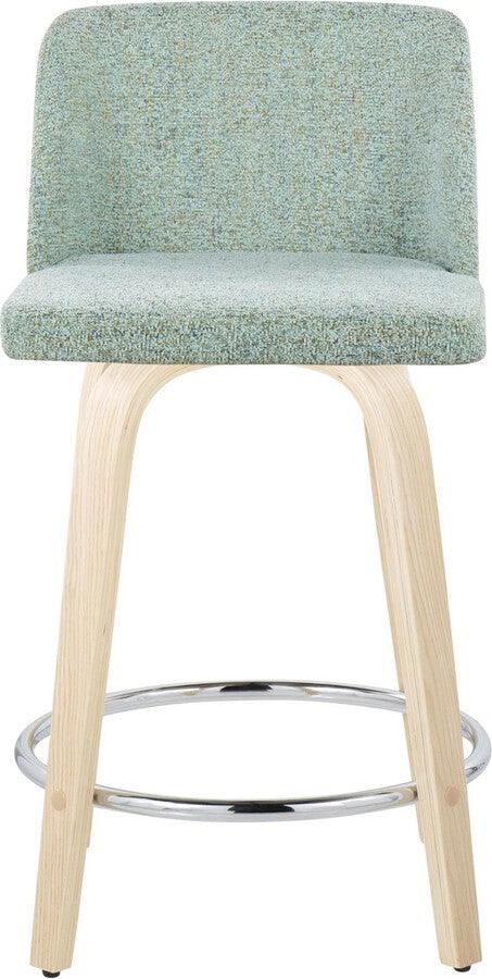 Lumisource Barstools - Toriano 24" Fixed Height Counter Stool In Natural Wood Green (Set of 2)