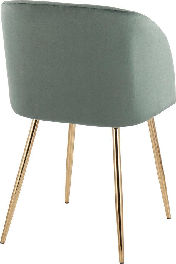 Lumisource Dining Chairs - Fran Contemporary Chair in Gold Metal and Sage Green Velvet - Set of 2