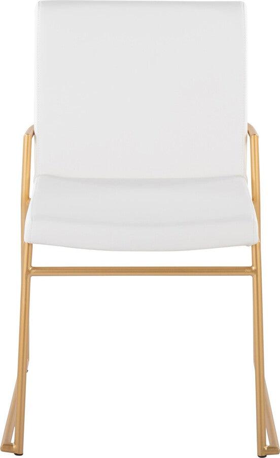 Lumisource Dining Chairs - Dutchess Contemporary Dining Chair In Gold Steel & White Faux Leather (Set of 2)