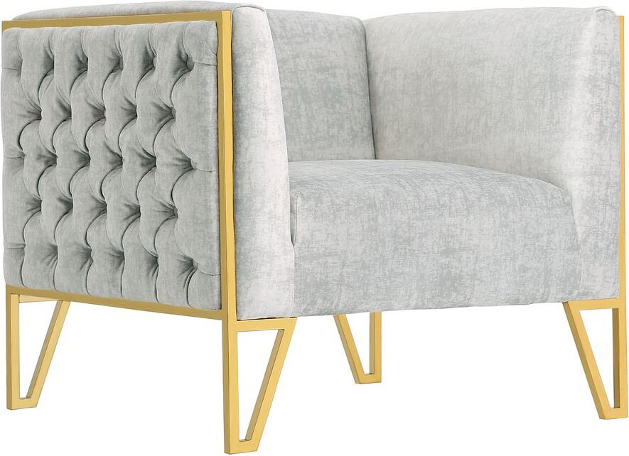 Manhattan Comfort Accent Chairs - Vector Grey and Gold Velvet Accent Chair
