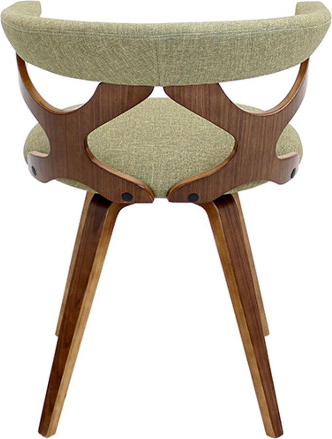 Lumisource Dining Chairs - Gardenia Dining/Accent Chair With Swivel In Walnut Wood & Green Fabric