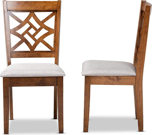 Wholesale Interiors Dining Chairs - Nicolette Contemporary Grey Fabric and Brown Finished Wood 2-Piece Dining Chair Set