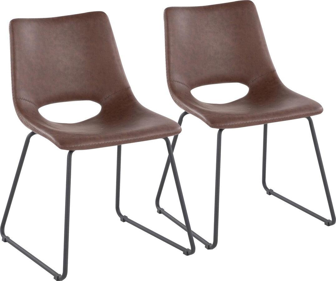 Lumisource Dining Chairs - Robbi Contemporary Dining Chair In Black Steel & Brown Faux Leather (Set of 2)