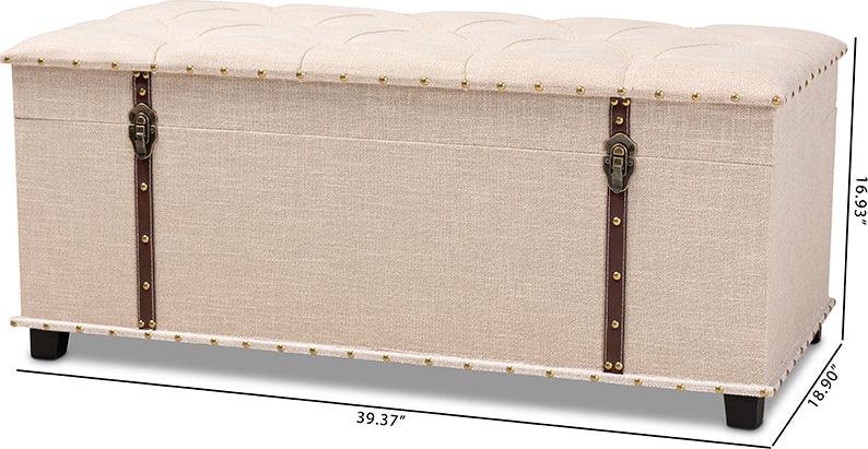 Wholesale Interiors Ottomans & Stools - Kyra Modern and Contemporary Beige Fabric Upholstered Storage Trunk Ottoman