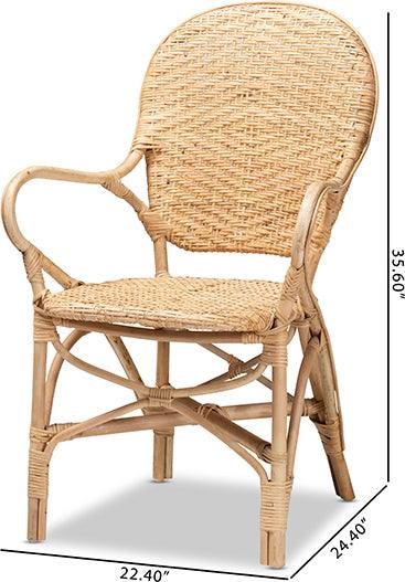 Wholesale Interiors Dining Chairs - Genna Modern Bohemian Natural Brown Finished Rattan Dining Chair