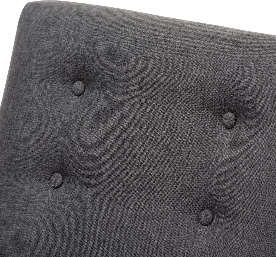 Wholesale Interiors Accent Chairs - Perris Mid-Century Modern Dark Gray Fabric Upholstered Walnut Wood Lounge Chair
