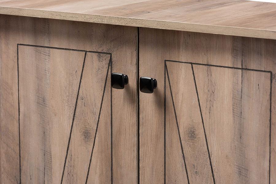 Wholesale Interiors Shoe Storage - Derek Modern and Contemporary Transitional Rustic Oak Finished Wood 1-Drawer Shoe Cabinet