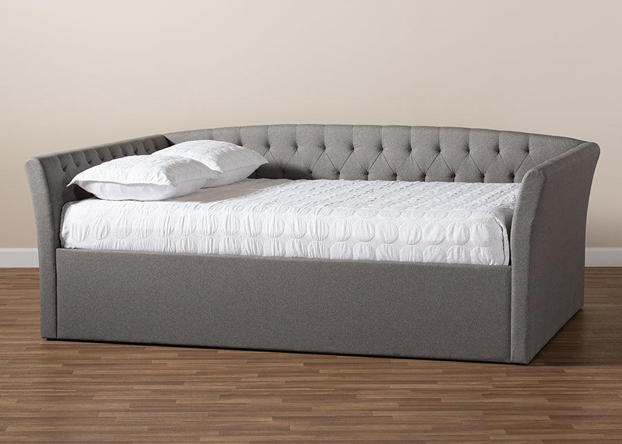 Wholesale Interiors Daybeds - Delora Modern And Contemporary Light Grey Fabric Upholstered Full Size Daybed